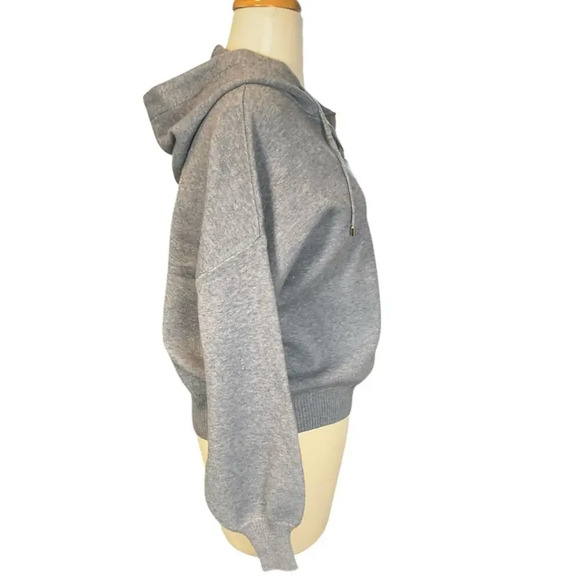 Philosophy Gray Sweater Knit Hoodie Balloon Sleeve Lace Up Neckline Size Small - Picture 4 of 12